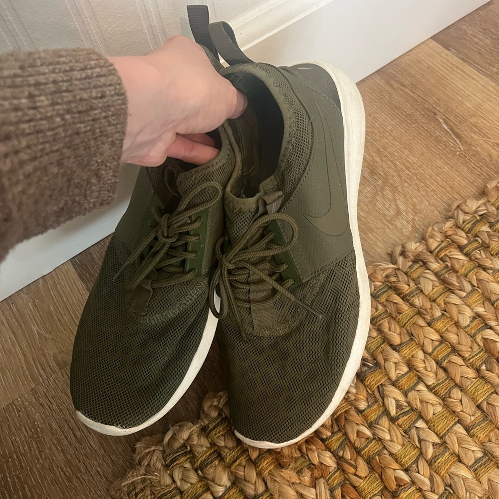 Hunter green Nike slip on athleisure shoe